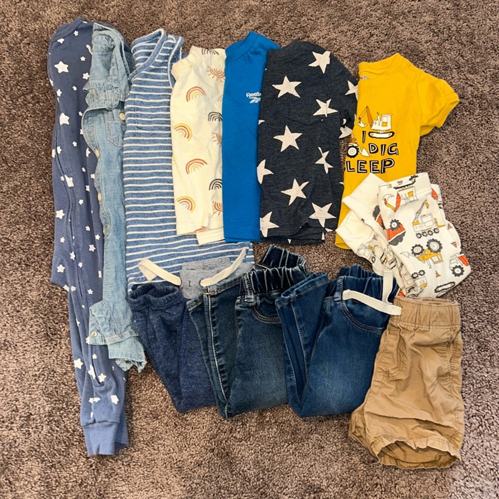 Babyboy 12/18m spring and summer romper shirt pjs jeans shorts bundle!!